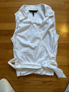 White House Black Market White Wrap-Tie Sleeveless Blouse